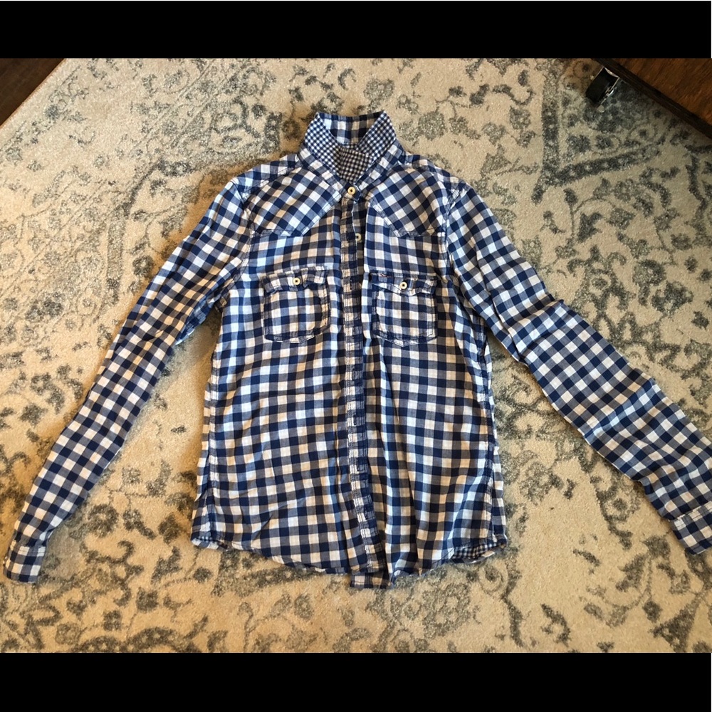 Hollister Blue Plaid Flannel